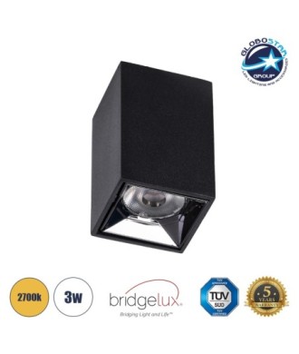 GLOBOSTAR® LUMINAR 60321 Downlight Σποτ LED 3W 405lm 36° AC 220-240V IP20 Θερμό Λευκό 2700K - Osram SMD Chip & TÜV SÜD Driver - Μαύρο Ματ - Μ4.2 x Π4.2 x Υ6.6cm - 5 Χρόνια Εγγύηση